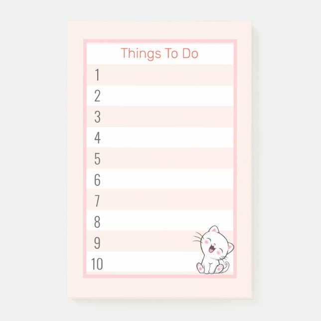 Notas Post-it® Cosas lindas de gatito para hacer (Anverso)