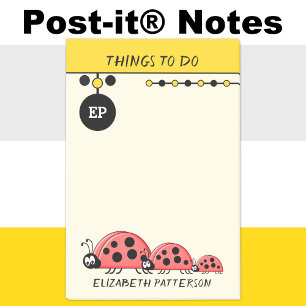 Notas Post-it® Cosas lindas de mariquitas para hacer nombre niños
