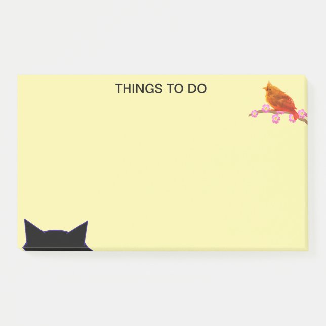 Notas Post-it® Cosas para hacer pájaro y gato (Anverso)