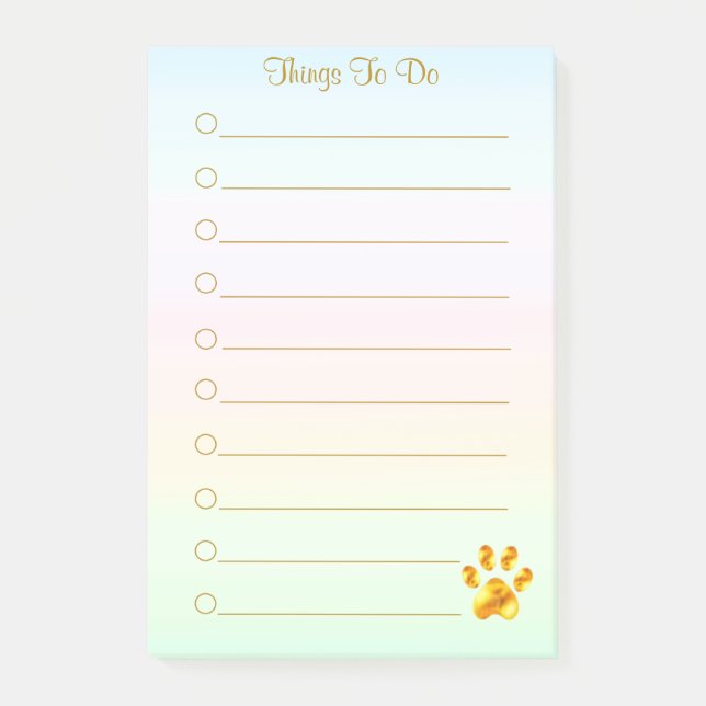 Notas Post-it® Cosas personalizadas que hacer y Golden Paw (Anverso)