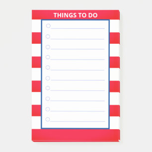 Notas Post-it® Cosas que hacer con rayas rojas y blancas
