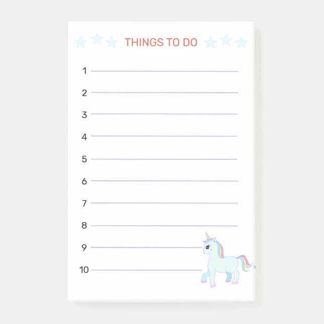 Notas Post-it® Cosas que hacer & Unicornio (Anverso)