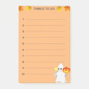 Notas Post-it® Cosas que hacer y fantasma, calabaza y vela en nar