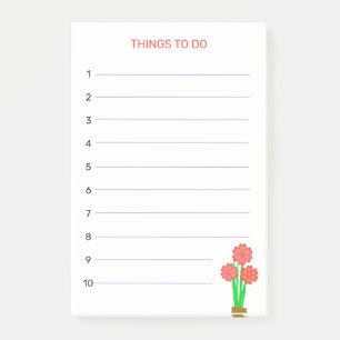 Notas Post-it® Cosas que hacer y flores del corazón