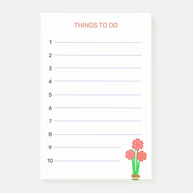 Notas Post-it® Cosas que hacer y flores del corazón (Anverso)