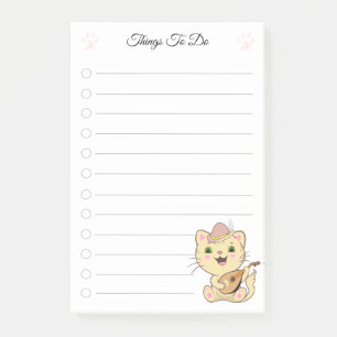 Notas Post-it® Cosas que hacer y gato musical lindo