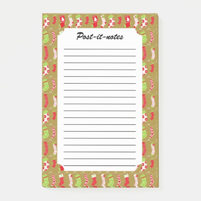 Notas Post-it® Cosmos Navidades retro calcetines de invierno (Anverso)