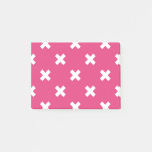 Notas Post-it® Costillas cruzadas blancas en fucsia