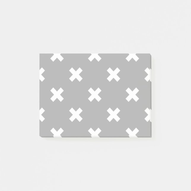 Notas Post-it® Costillas cruzadas blancas en gris (Anverso)