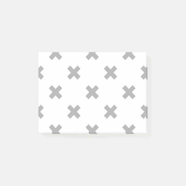 Notas Post-it® Costillas cruzadas grises sobre blanco (Anverso)