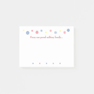 Notas Post-it® Cotas de Navidad para Familia Militar Copos de Nie