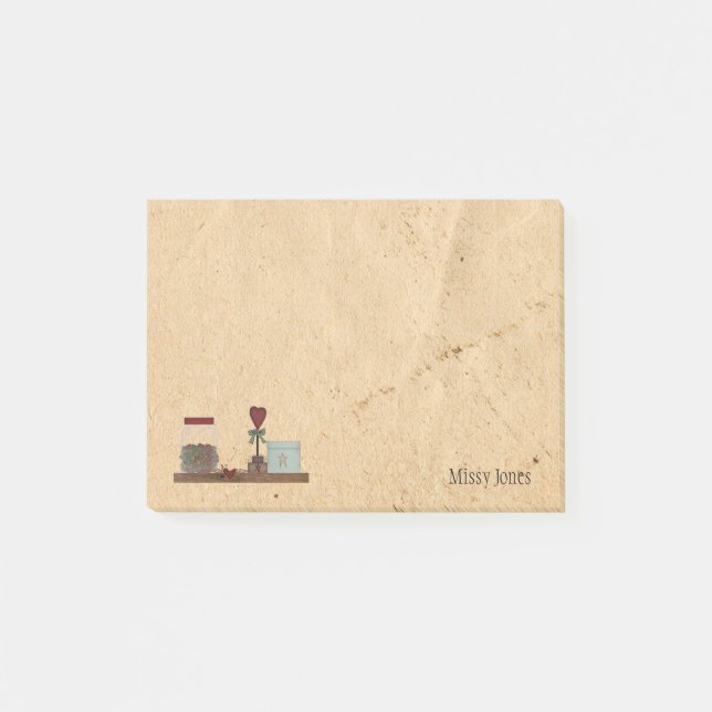 Notas Post-it® Country Primitives Custom Name Post-it Notes (Anverso)
