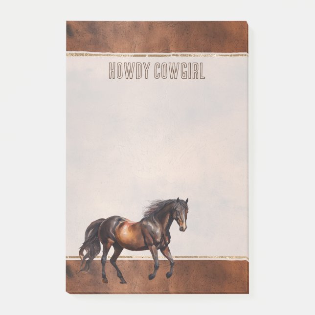 Notas Post-it® Cowboy Cowboy Cowgirl de occidente Brown (Anverso)