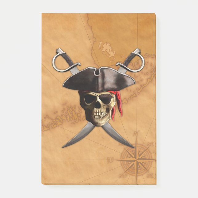Notas Post-it® Cráneo y espadas del pirata (Anverso)
