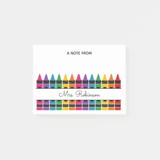 Notas Post-it® Crayón de Arcoíris para Agradecimiento a Maestros  (Anverso)