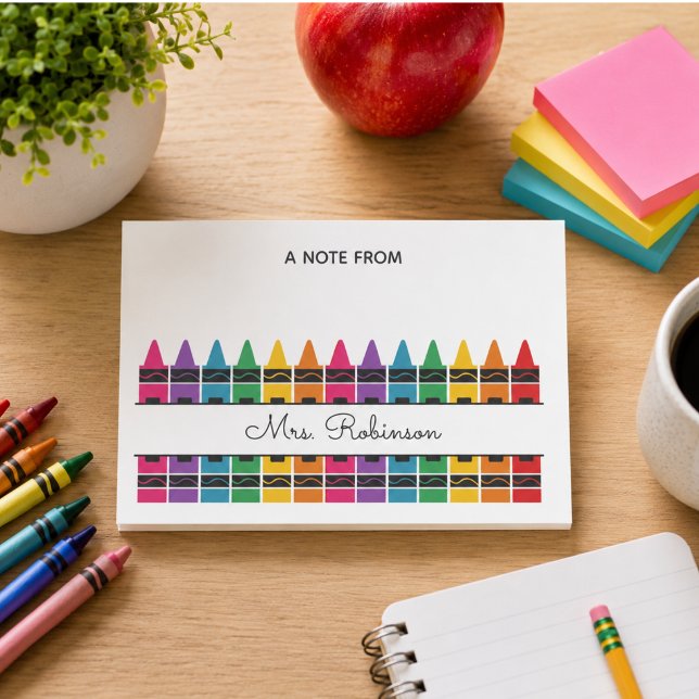 Notas Post-it® Crayón de Arcoíris para Agradecimiento a Maestros  (Teacher Appreciation Rainbow Crayon Post-it Notes)