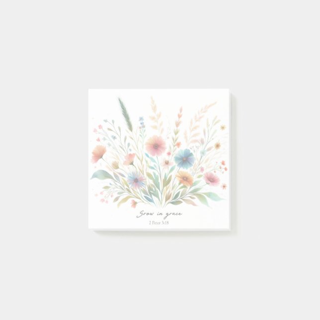 Notas Post-it® Crecer en gracia floral (Anverso)
