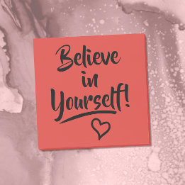 Notas Post-it® Cree En Sí Mismo Rojo Con Corazón Garabato Positiv
