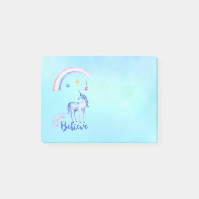 Notas Post-it® Creer con un unicornio bajo un arcoiris (Anverso)