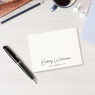 Notas Post-it® Crema de script de firma de moda