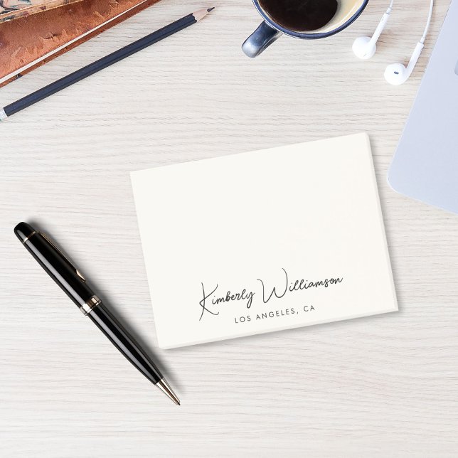 Notas Post-it® Crema de script de firma de moda (Subido por el creador)
