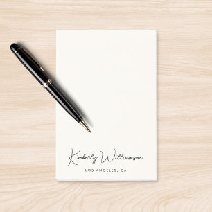 Notas Post-it® Crema de script de firma de moda