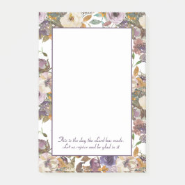 Notas Post-it® Crema Floral Marfil Morado Versículo Bíblico Crist