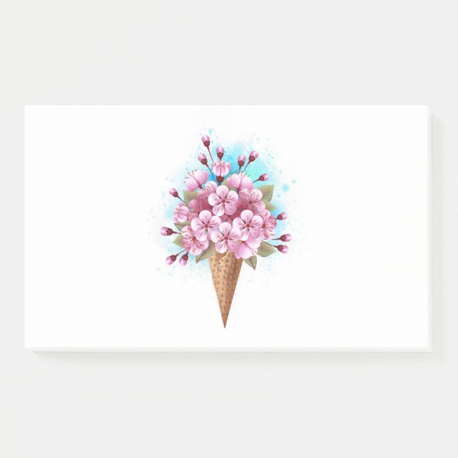 Notas Post-it® Crema rosa de hielo Sakura Waffle Cone (Anverso)