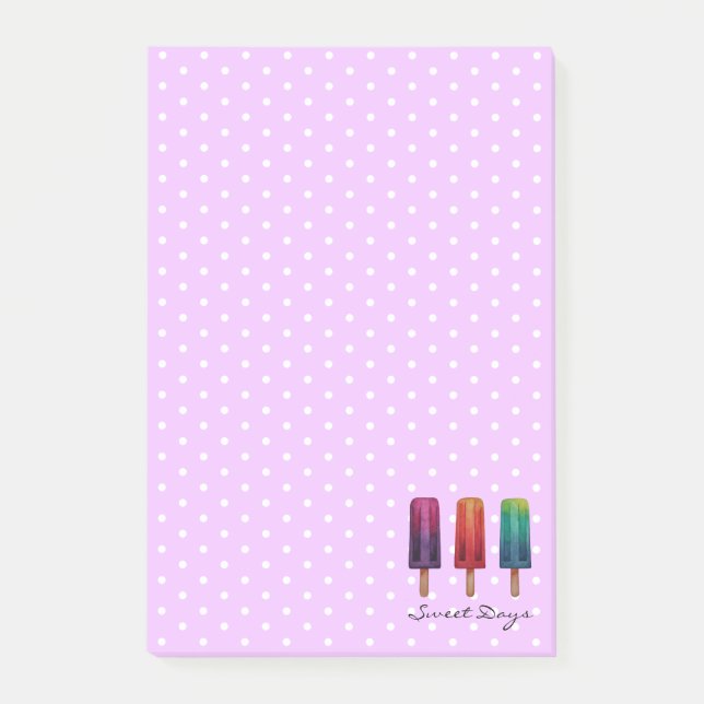 Notas Post-it® Cremas de hielo acuáticas cúrcules popsicas (Anverso)