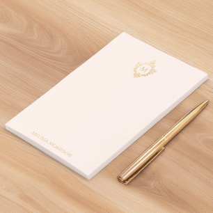 Notas Post-it® Crest Monograma Rosa Oro Elegante Femenino Nombre