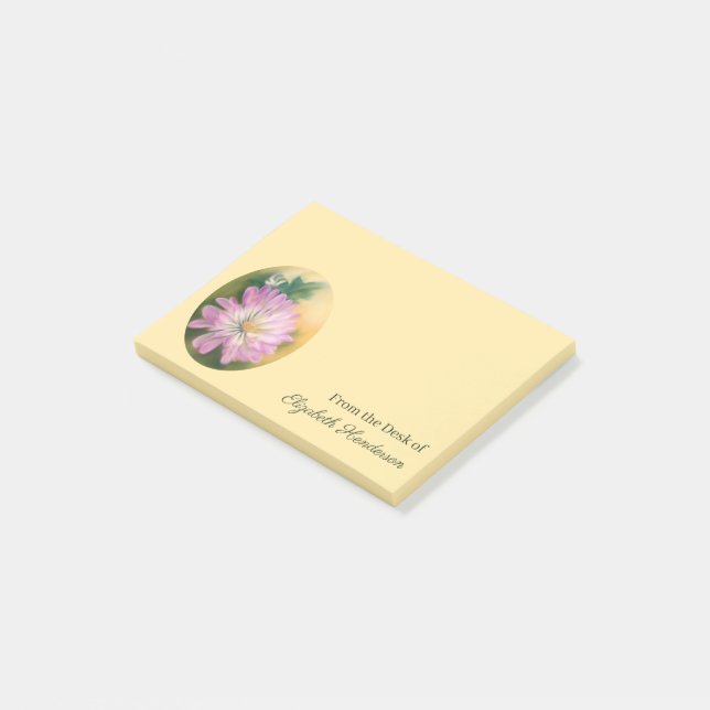Notas Post-it® Crosantemo Rosa y Crema Pastel Floral (En perspectiva)