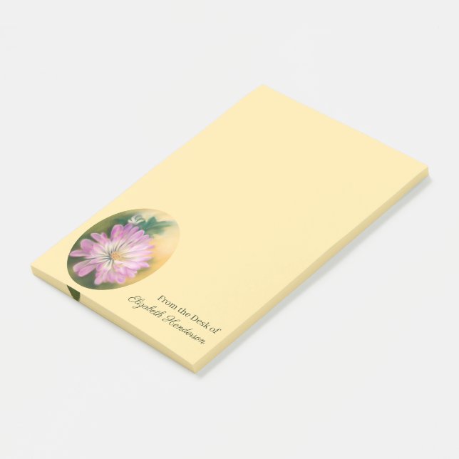 Notas Post-it® Crosantemo Rosa y Crema Pastel Floral (En perspectiva)