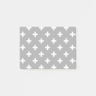 Notas Post-it® Cruces de polka blanca en gris