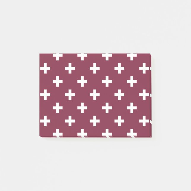 Notas Post-it® Cruces de polka blanca sobre morera (Anverso)