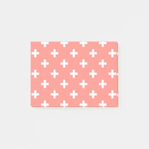 Notas Post-it® Cruces de polka blanco sobre melocotón