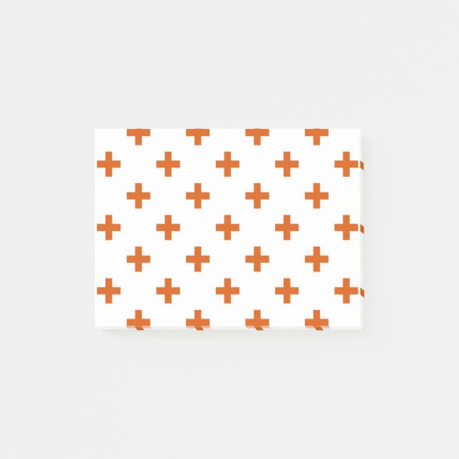 Notas Post-it® Cruces de polka naranja sobre blanco (Anverso)