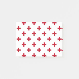 Notas Post-it® Cruces de polka roja sobre blanco