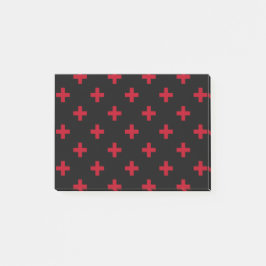 Notas Post-it® Cruces de polka roja sobre negro