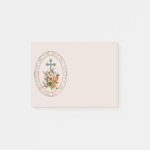 Notas Post-it® Cruz cristiana floral