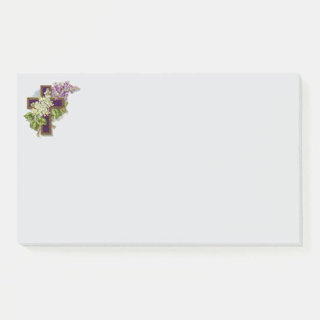 Notas Post-it® Cruz Morada y Flores (Anverso)
