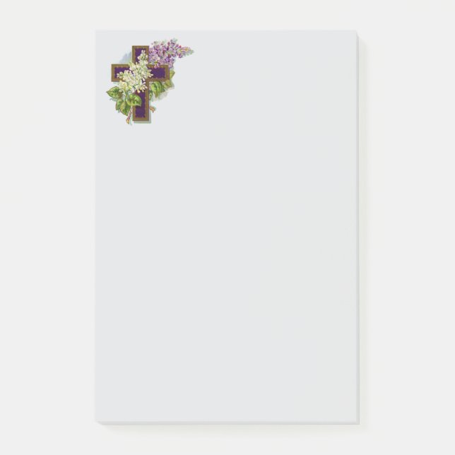 Notas Post-it® Cruz Morada y Flores (Anverso)