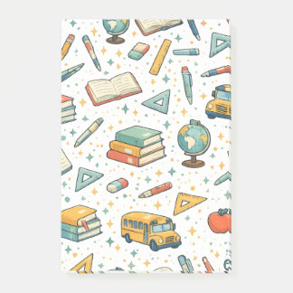 Notas Post-it® Cuaderno con patrón de útiles escolares de vuelta