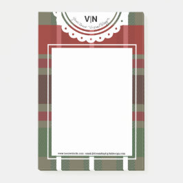 Notas Post-it® Cuaderno de Navidad Cuadros Verdes Rojos Inicial N