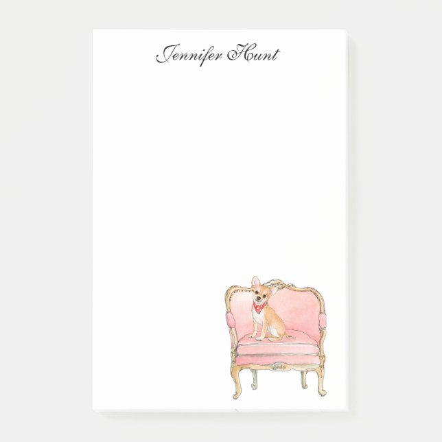 Notas Post-it® Cuaderno elegante de perro chihuahua acuarela (Anverso)