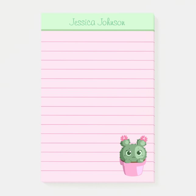 Notas Post-it® Cuaderno Personalizado con Cactus Lindo (Anverso)