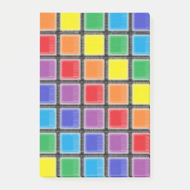 Notas Post-it® Cuadrados con arcoiris (Anverso)