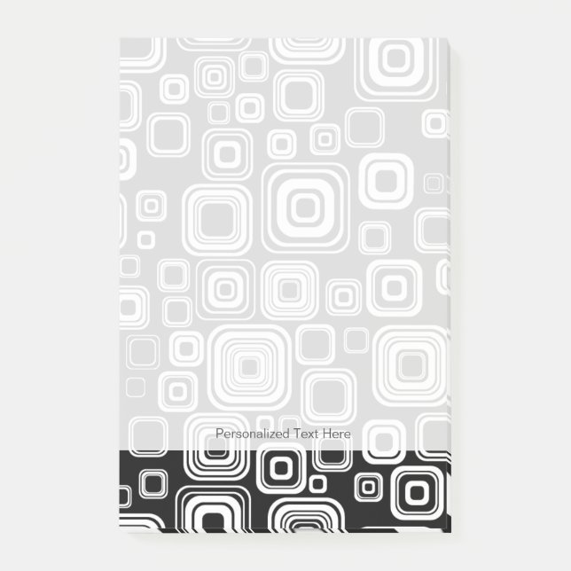 Notas Post-it® Cuadrados negros y blancos retro (Anverso)