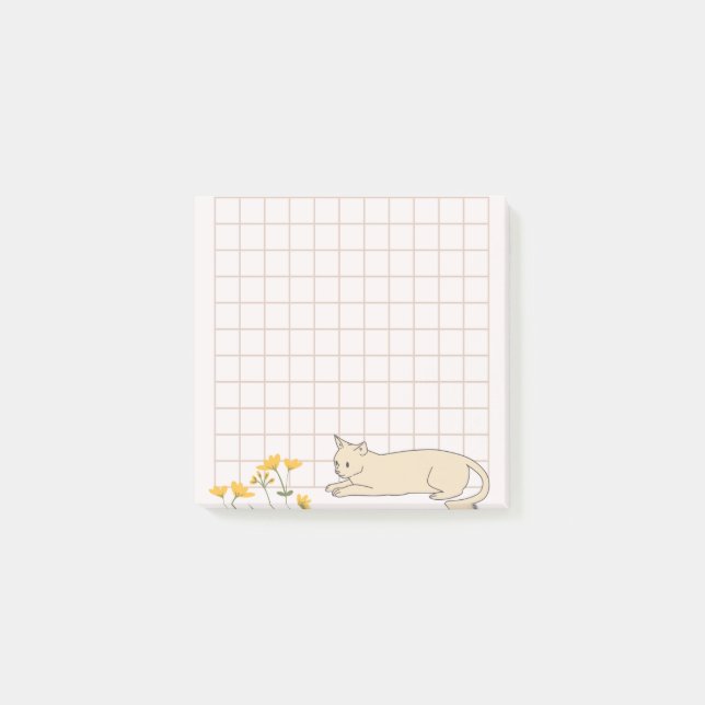 Notas Post-it® Cuadrícula de flores de gato (Anverso)
