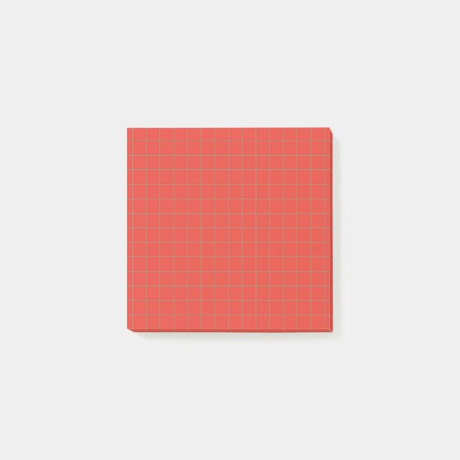 Notas Post-it® Cuadrícula de patrón rojo oscuro controlado (Anverso)