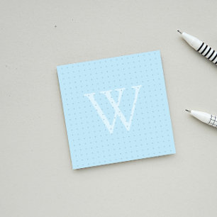 Notas Post-it® Cuadrícula de puntos de monograma azul claro poste